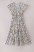Fall floral print ruffle mom&me dress
