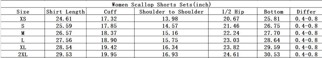 Black scalloped women shorts set